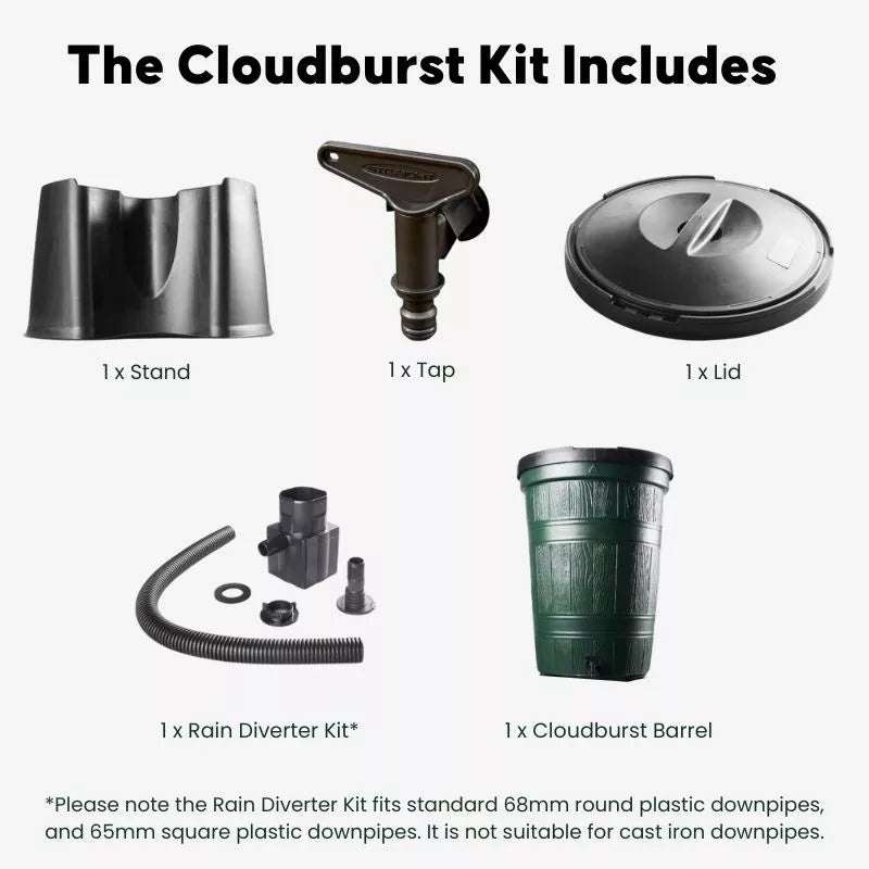 Cloudburst 200 Litre Water Butt Kit Parts