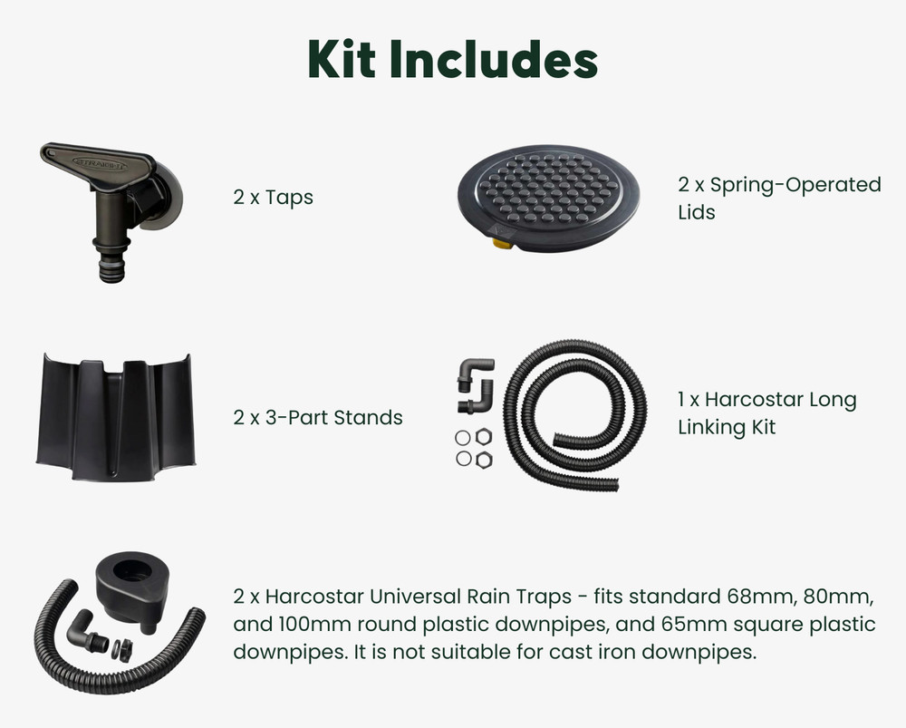 Harcostar 168 Litre Grey Water Butt Kit