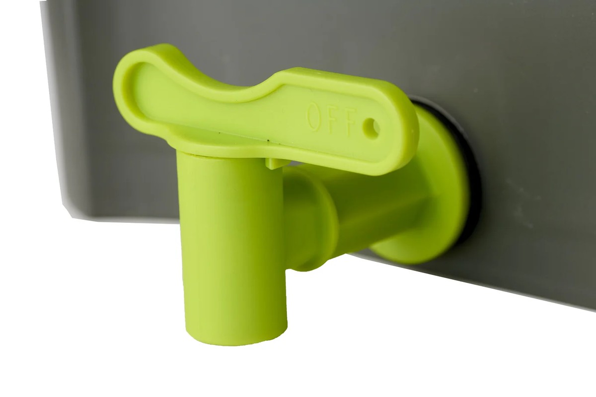 Close-up of the liquid drainage tap on the Maze Bokashi Bin