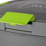 Angled view of the Maze Bokashi Bin lid showing green locking tab