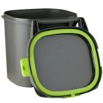 Maze Bokashi Bin shown open with lid removed and placed to the side