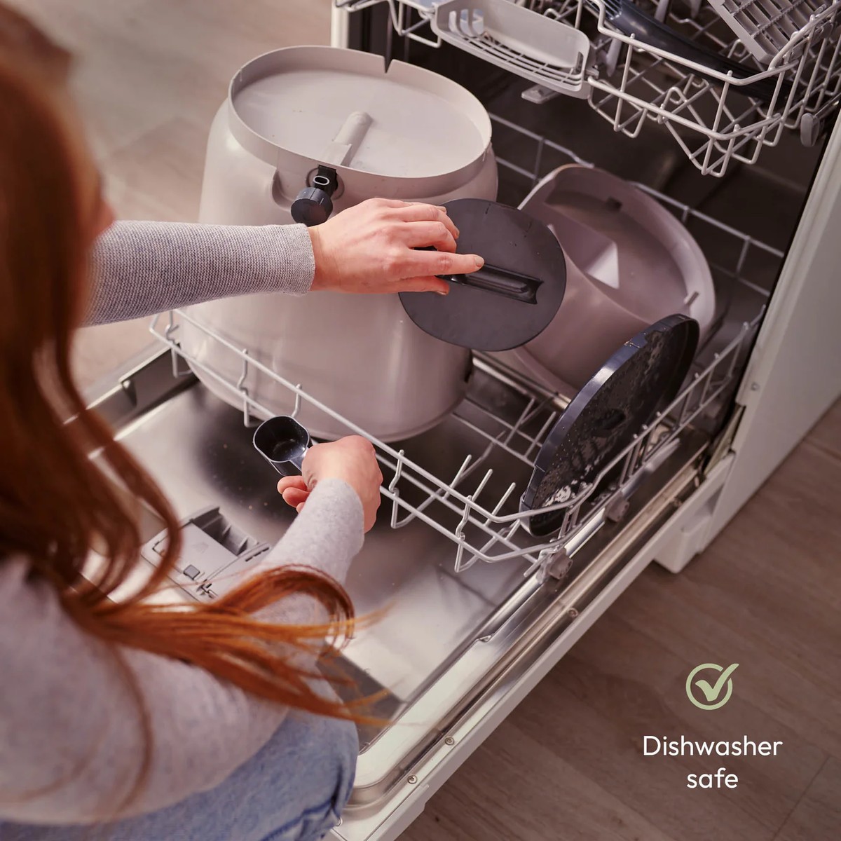 Bokashi Organko bin being cleaned in a dishwasher